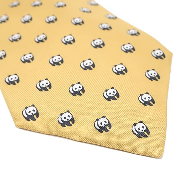 Hermes Necktie Animal Print 9cm (3.54in) Silk Yellow Panda