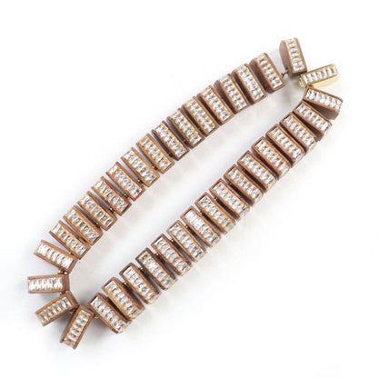 Bottega Veneta Radica Wood Cubic Zirconia 925 Necklace Choker