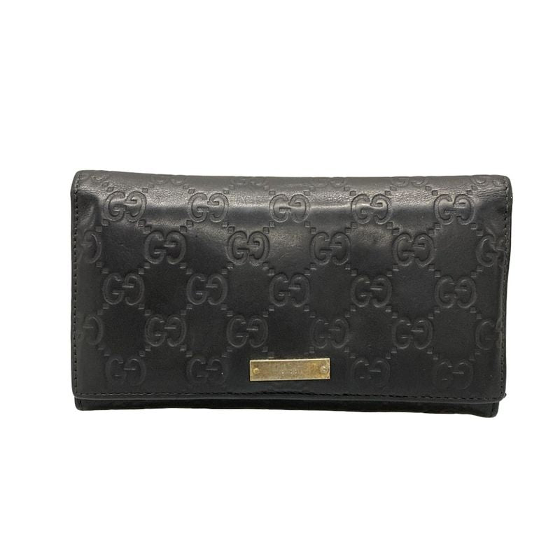 Gucci Long Wallet Stripe Line Metal Bar 244946 Black Leather