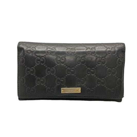 Gucci Long Wallet Stripe Line Metal Bar 244946 Black Leather