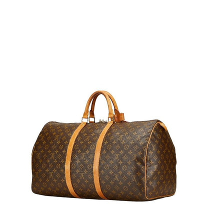 Louis Vuitton Monogram Keepall 55 Boston Bag Travel Bag M41424 Brown PVC