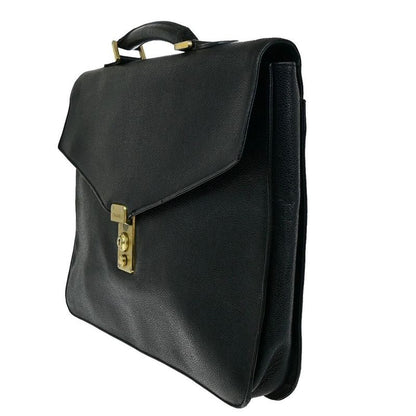 Chanel Business Bag Handbag Briefcase Black Leather 11ka220