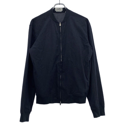 Hermes Zip Up Seersucker Jacket Navy 37