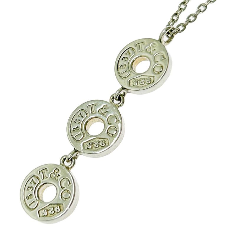 Tiffany & Co Silver 1837 Three Drop Circle Necklace 5.7g 925 Engraved 363718