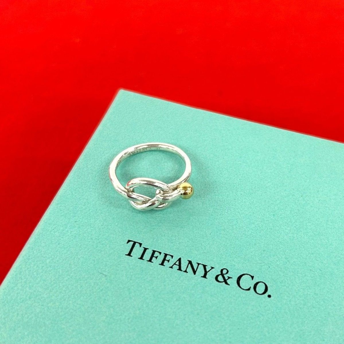 Tiffany & Co Love Knot Ring 18k Silver Yellow Gold