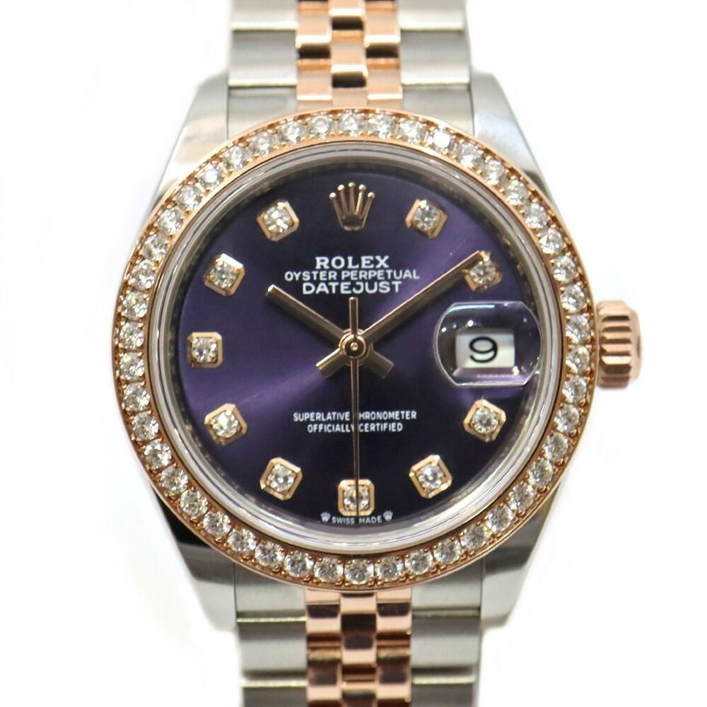 Rolex Datejust 28 Aubergine Diamond Random Watch SS PG Jubilee Bracelet