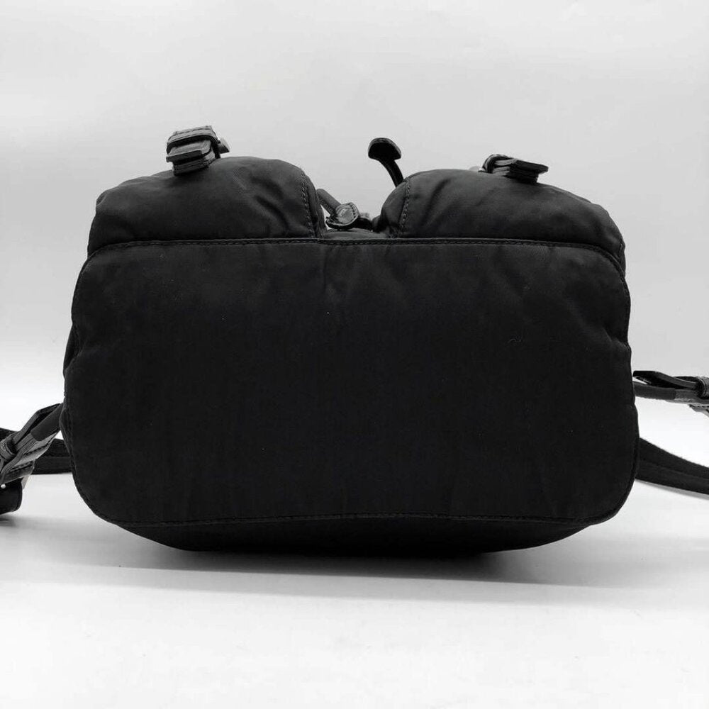 Prada Nylon Tessuto Backpack Saffiano Leather Shoulder Bag Purse Tote