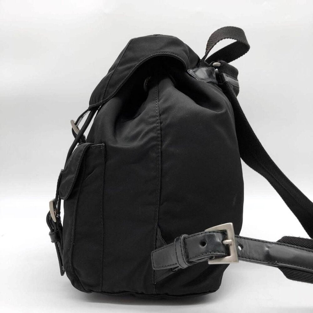 Prada Nylon Tessuto Backpack Saffiano Leather Shoulder Bag Purse Tote