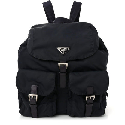 Prada Nylon Tessuto Backpack Saffiano Leather Shoulder Bag Purse Tote