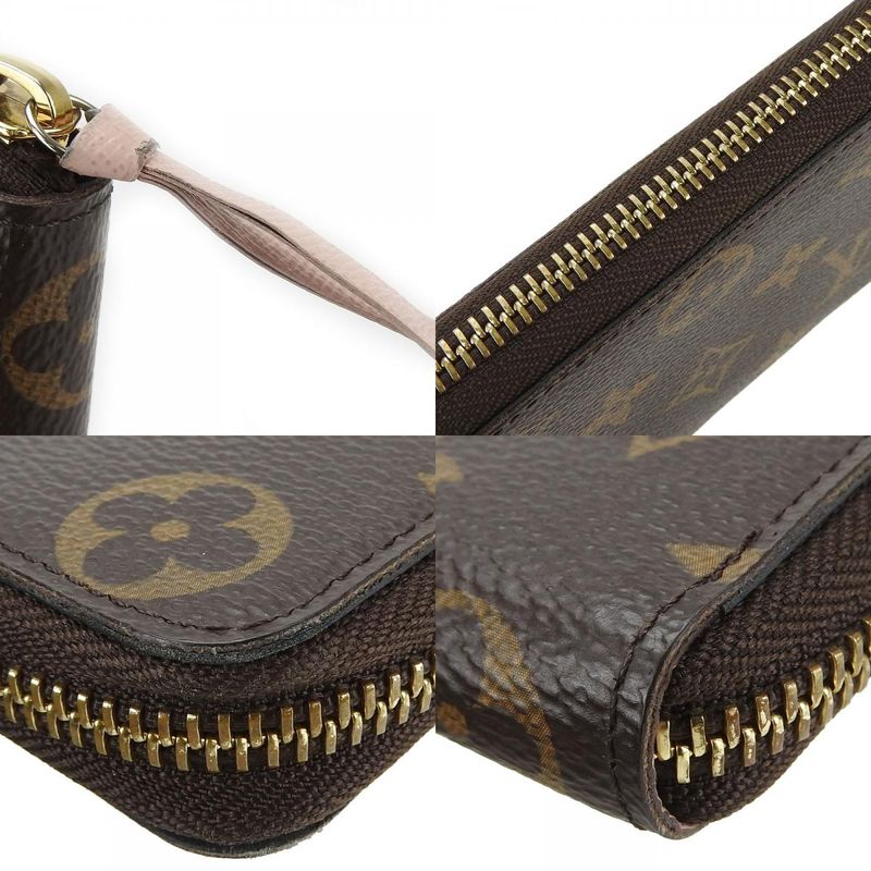 Louis Vuitton Portefeuille Clemence M61298 Monogram Rose Ballerine Brown Gold