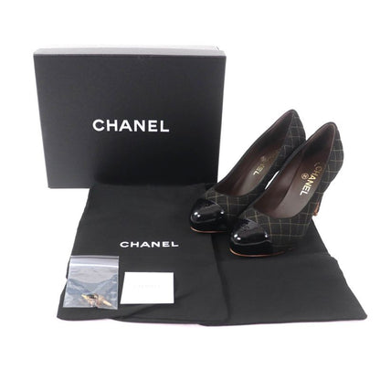 CHANEL G28759 Coco Mark Matelasse Quilted Pumps Black 36.5 With Box And Storage