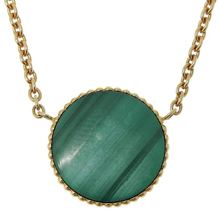 Christian DIOR Rose De Vents Medallion Diamond Malachite Necklace 18K Yellow