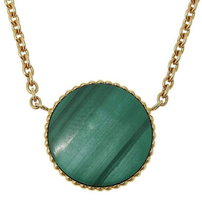 Christian DIOR Rose De Vents Medallion Diamond Malachite Necklace 18K Yellow