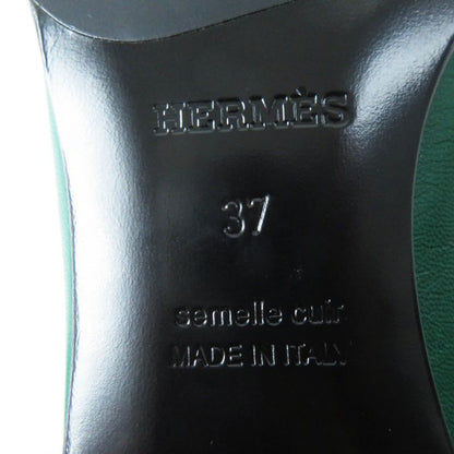 Hermes Moccasins Paris Constance Silver Hardware Leather Loafers Green 37 With