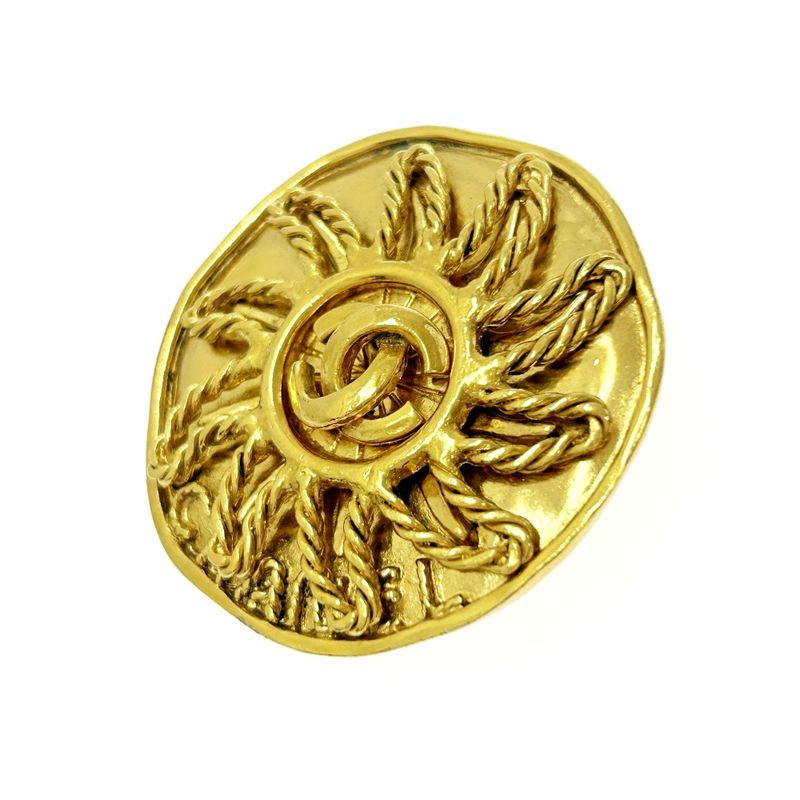 Chanel GP 94a Coco Mark Sun Brooch Gold with Box 418489 Brooch