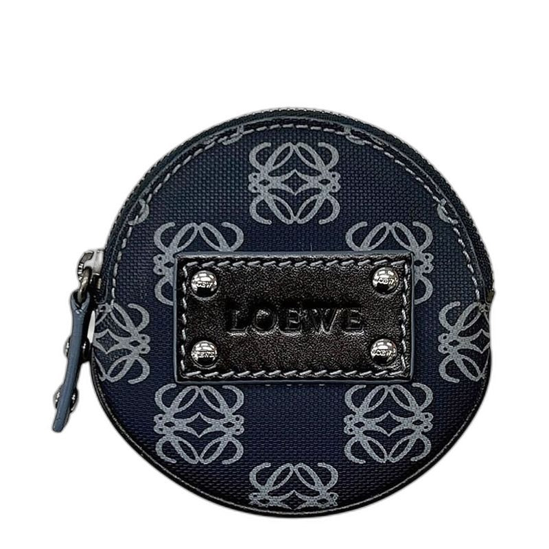 Loewe Coin Case Navy Anagram Purse Leather