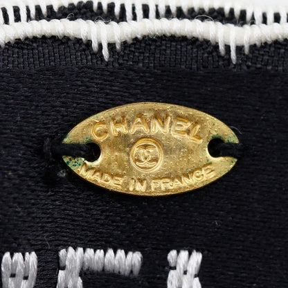 Chanel Ribbon Logo Vintage Satin Black/white Ladies 15g Brooch