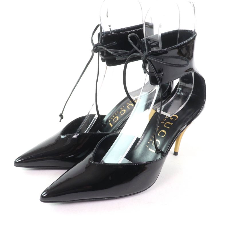 Gucci 721045 Pointed Toe Patent Leather Pumps Black 36 With Box And Storage Bag