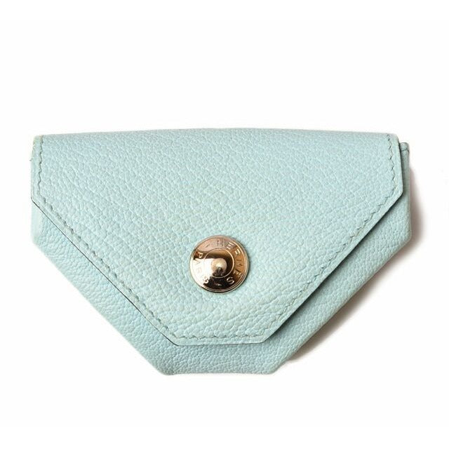 Hermes Coin Case Purse le Van Cattle Leather Light Blue
