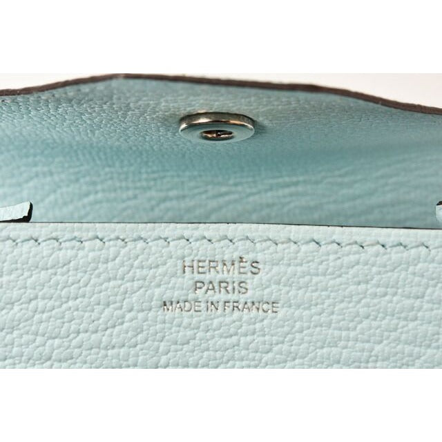 Hermes Coin Case Purse le Van Cattle Leather Light Blue — view 7