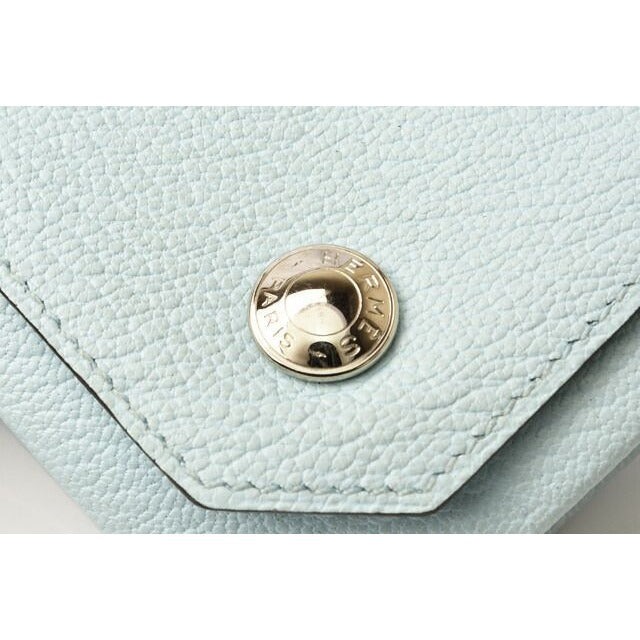 Hermes Coin Case Purse le Van Cattle Leather Light Blue — view 9