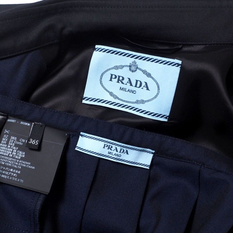 2022Prada Skirt Setup Size Jacket: 38 Skirt: 36S Zip Up Jacket Blouson