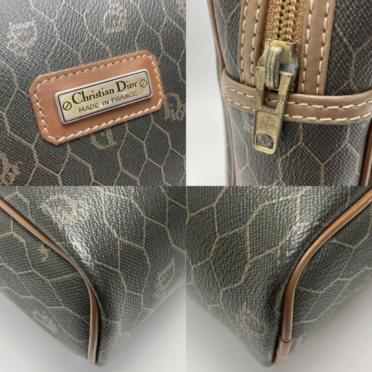 Christian Dior Honeycomb Pattern Clutch Bag Black Second Bag Vintage