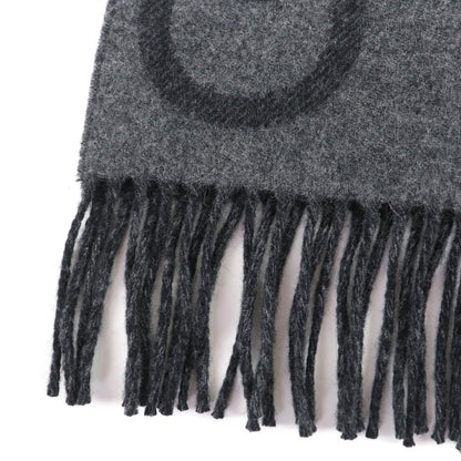 Hermes Any Mole 100% Cashmere Logo Fringed Bicolor Muffler Gray Black with Scarf — view 6