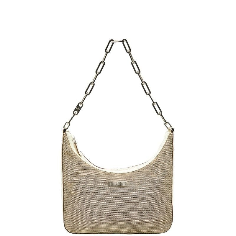Gucci Chain One Shoulder Bag 001 Beige White Canvas Leather