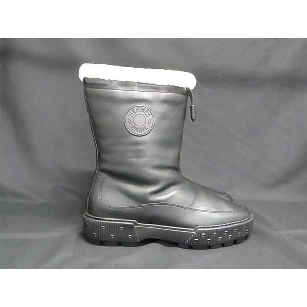 Hermes Johnny Leather Short Boots 35 Shoes Black — view 2