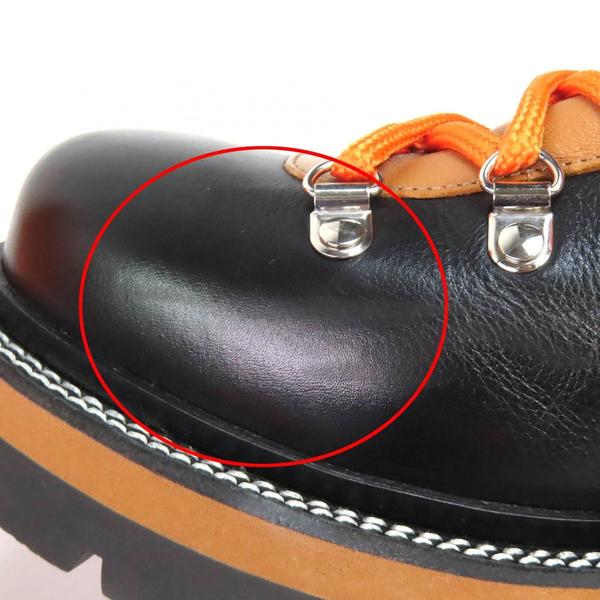 Hermes Hike Leather Logo Trekking Boots Short Black Brown Orange 41 Handbag — view 14