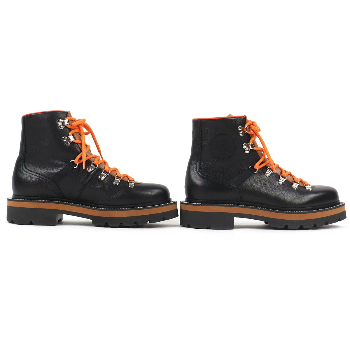 Hermes Hike Leather Logo Trekking Boots Short Black Brown Orange 41 Handbag — view 4
