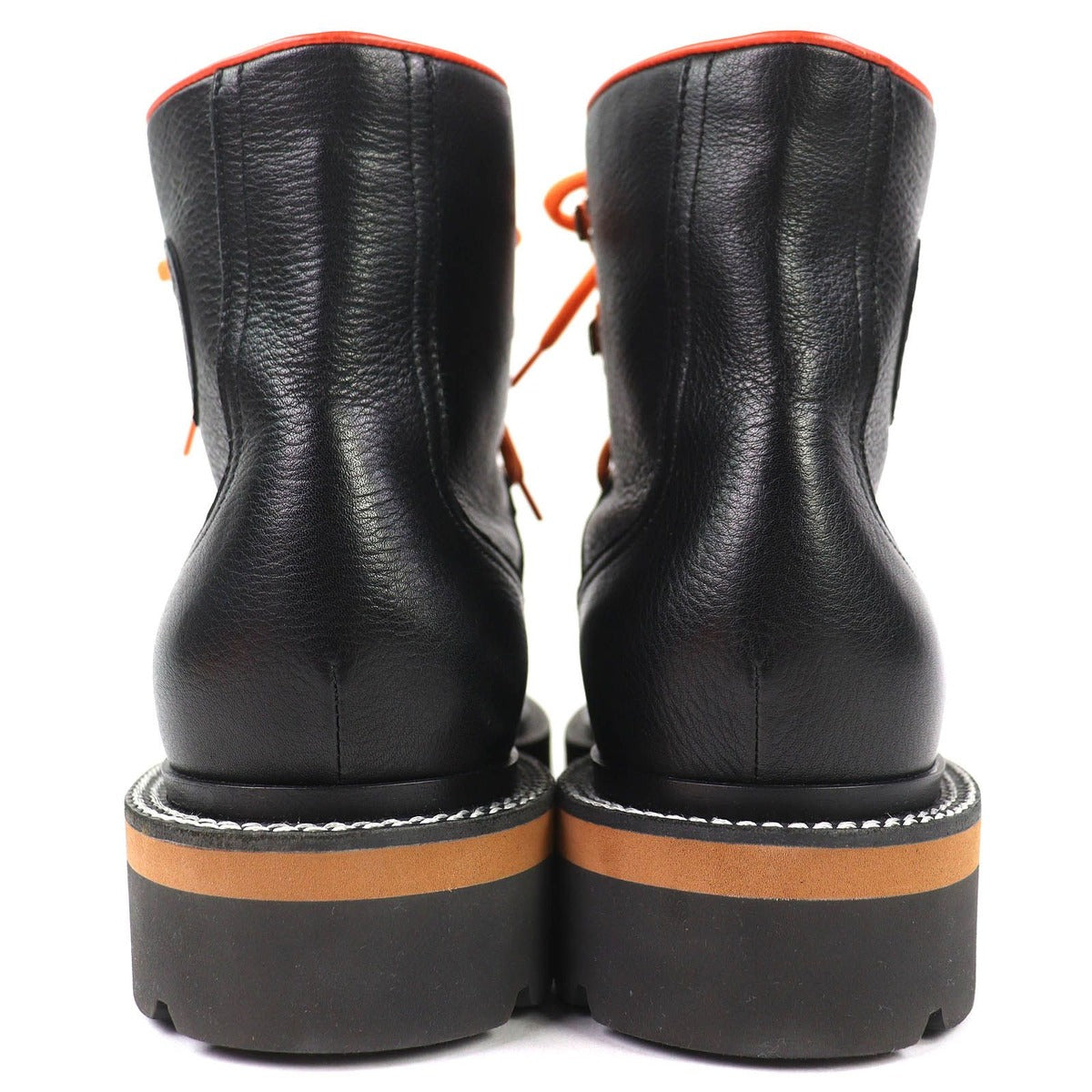 Hermes Hike Leather Logo Trekking Boots Short Black Brown Orange 41 Handbag — view 6