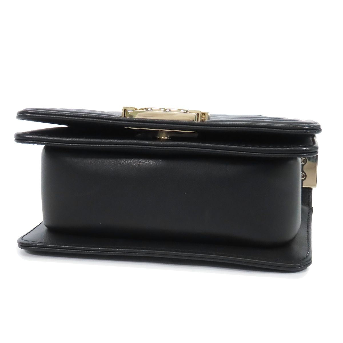 Chanel Boy Black Gold Lambskin Mini Stitch 15 Chain Shoulder Bag — view 3