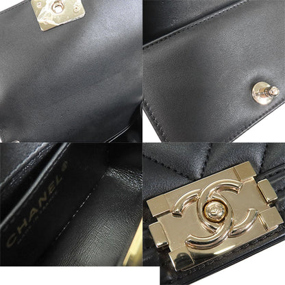 Chanel Boy Black Gold Lambskin Mini Stitch 15 Chain Shoulder Bag — view 8