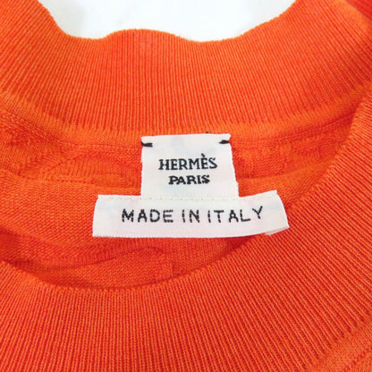 Hermes Silk-blend Embossed Crew Neck Short Sleeve Knit Cut And Sewn Top Orange