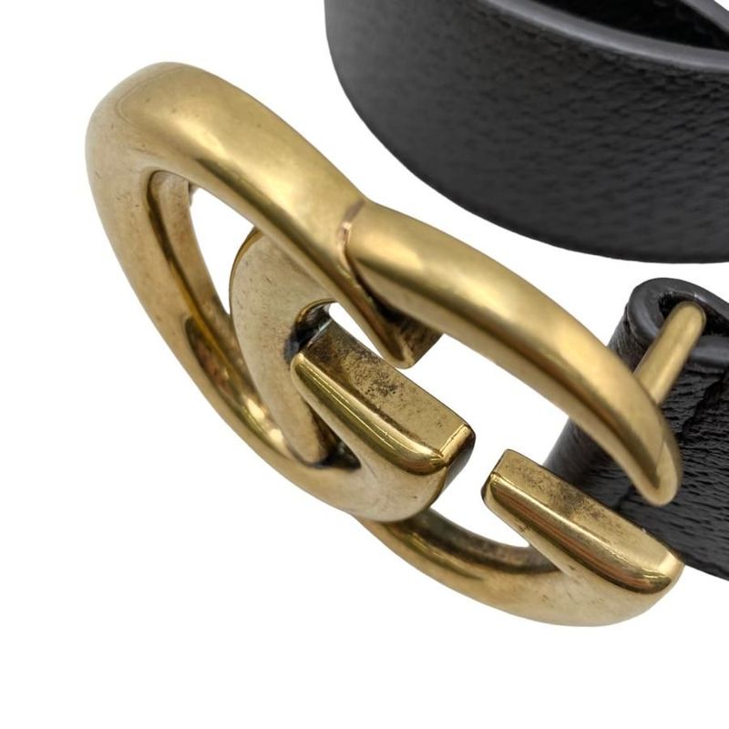 Gucci Wide Belt Double G 406831 Dj20t 1000 Calfskinleather Black Goldhardware