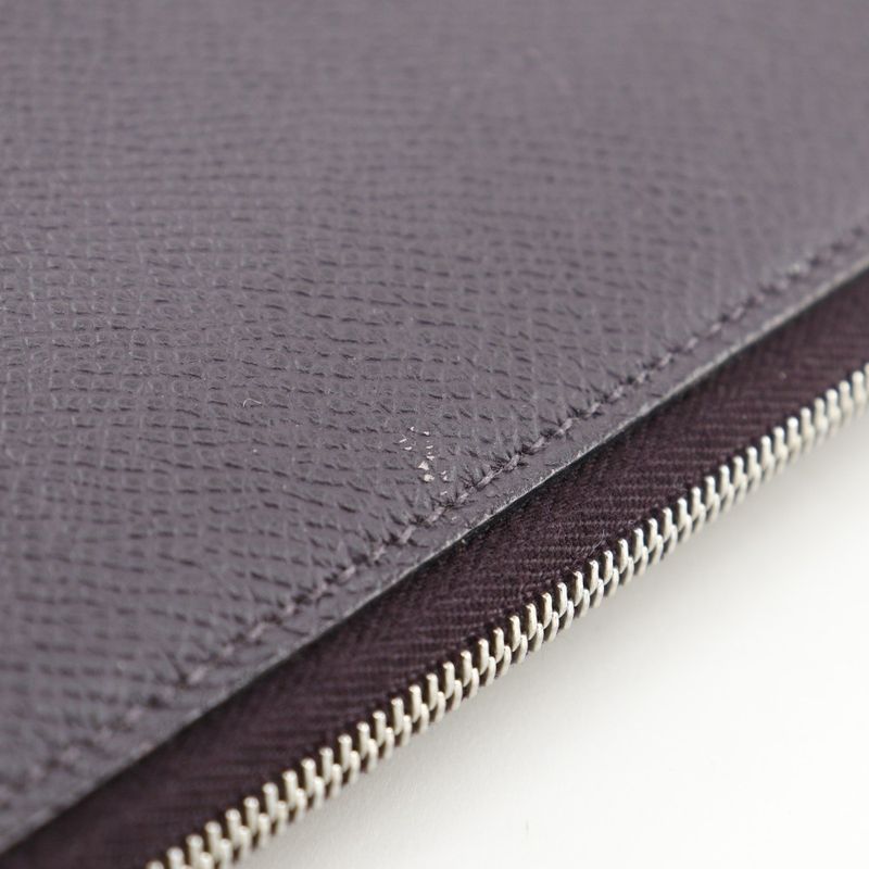Hermes Azap Long Silk-in Vaux-epson Cassis Purple D Women Long Wallet