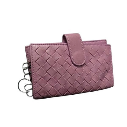 Bottega Veneta Key Case Intrecciato Pink Purple Leather