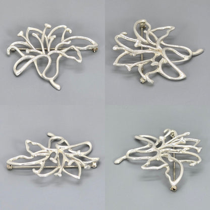 Tiffany & Co Flower Brooch Width Floral Motif Star Ring Silver Vintage
