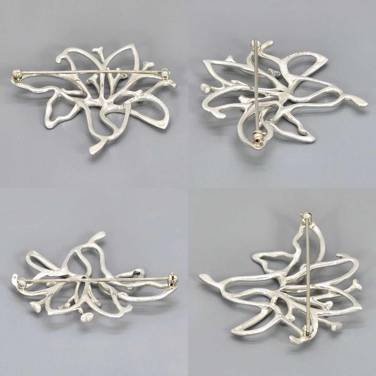 Tiffany & Co Flower Brooch Width Floral Motif Star Ring Silver Vintage — view 4