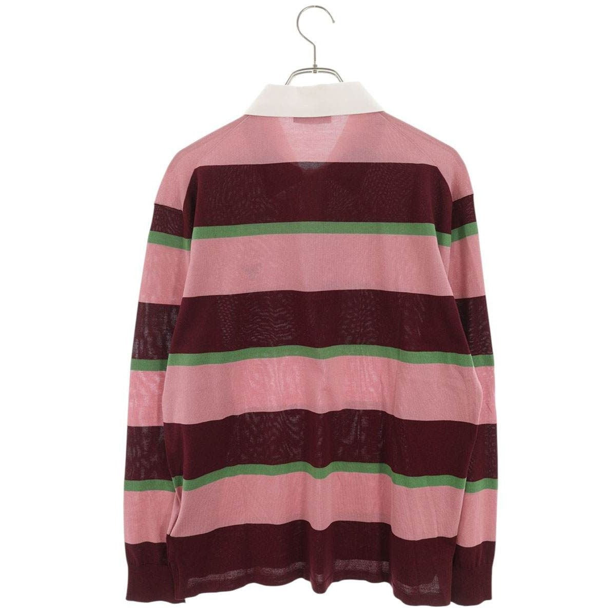 Prada Border Silk Polo Long Sleeve Top 50 — view 2