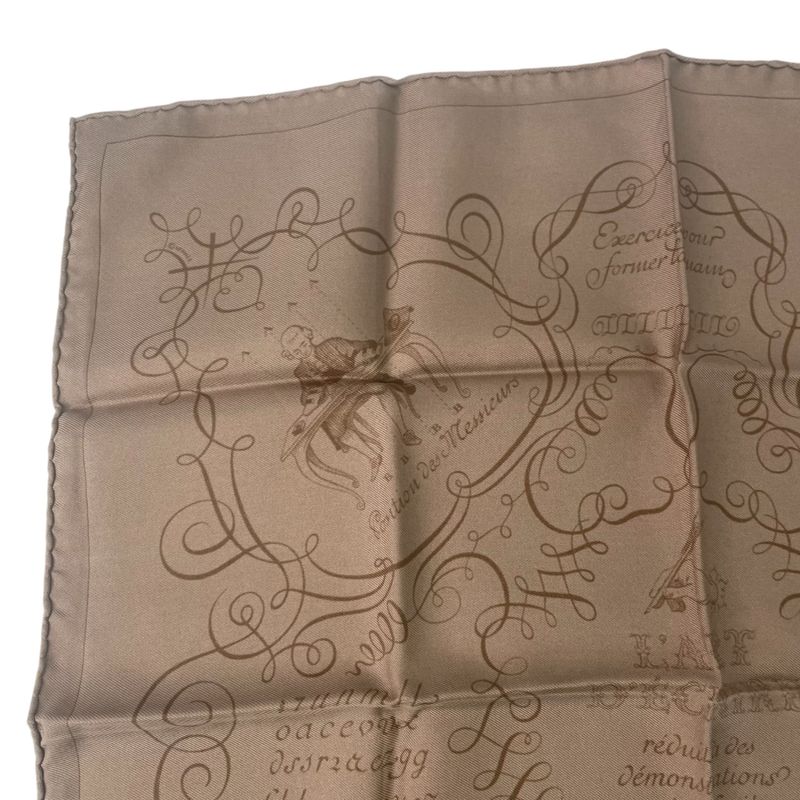 Hermes LART Decrire Calligraphy Art Scarf Silk Brown