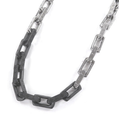 Louis Vuitton Necklace Monogram Silver Black