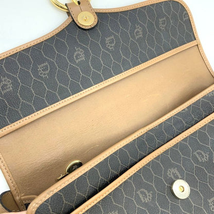 Dior Christian Dior Honeycomb Crossbody Shoulder Bag Black/brown Pvc/leather