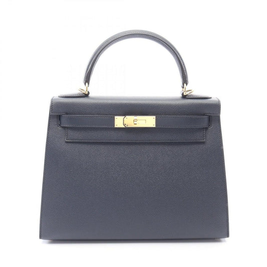 Hermes Handbag Kelly 28 Sellier 2-Way Blue Indigo Leather Calf