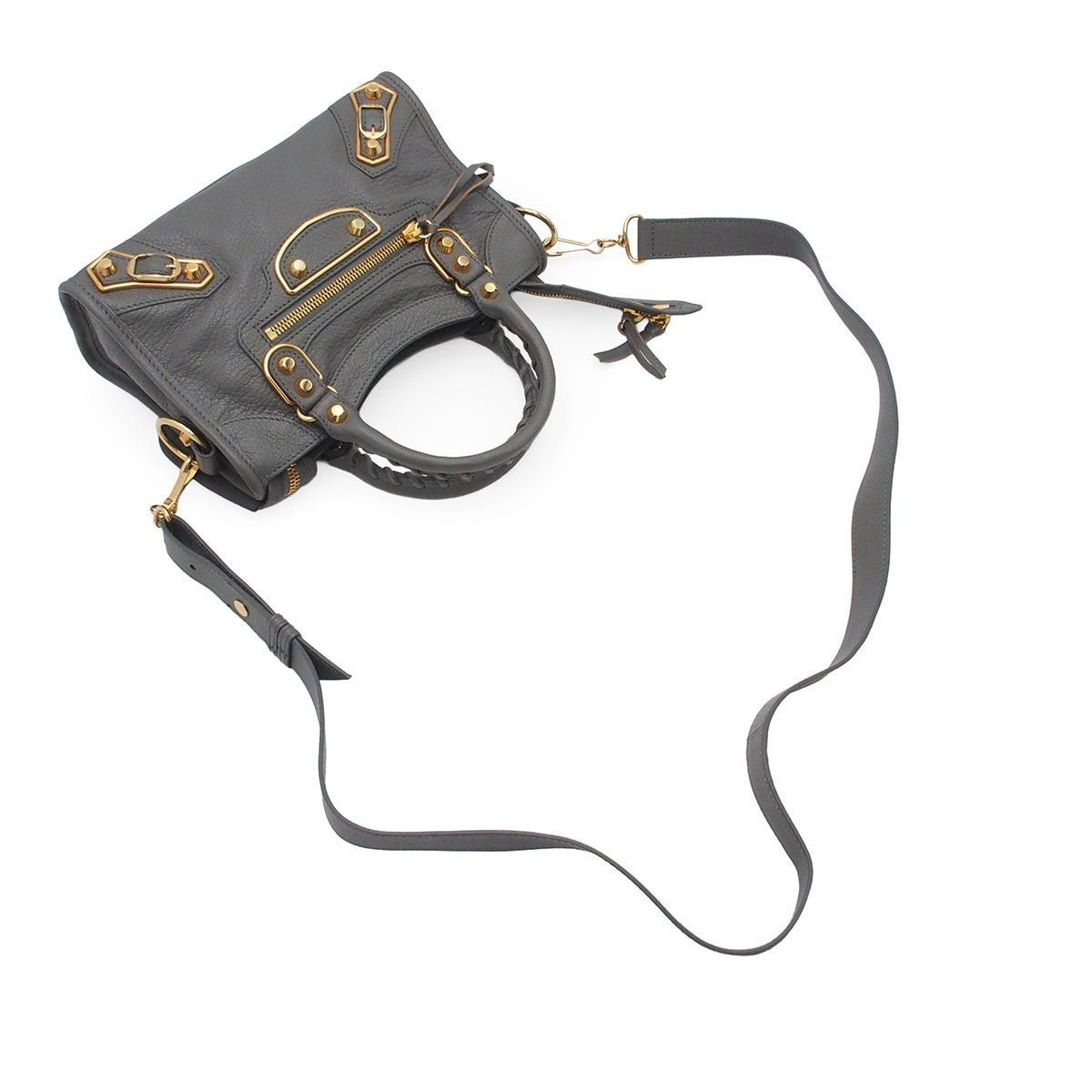 Balenciaga Classic Metallic Edge Mini City Gray Gold Leather 2-Way Shoulder Bag — view 4
