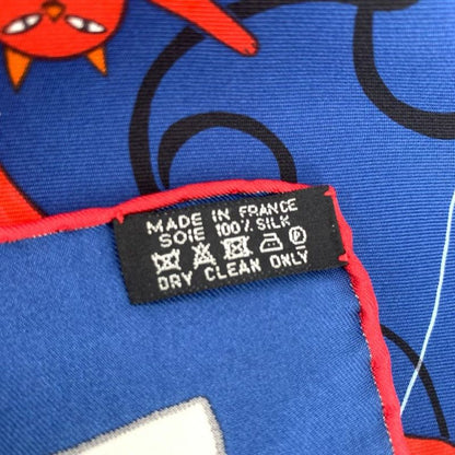 Hermes Carre 90 Les Confessions Confession Blue Scarf 100% Silk