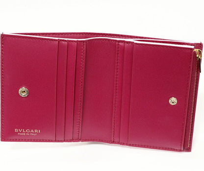 Bulgari Infinitum Logomania Compact Wallet With Coin Purse Calf Pink And Magenta