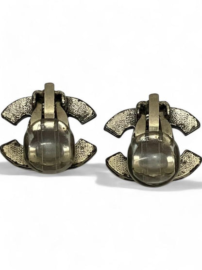 Chanel 04A Coco Mark Earring Ladies Black X Silver